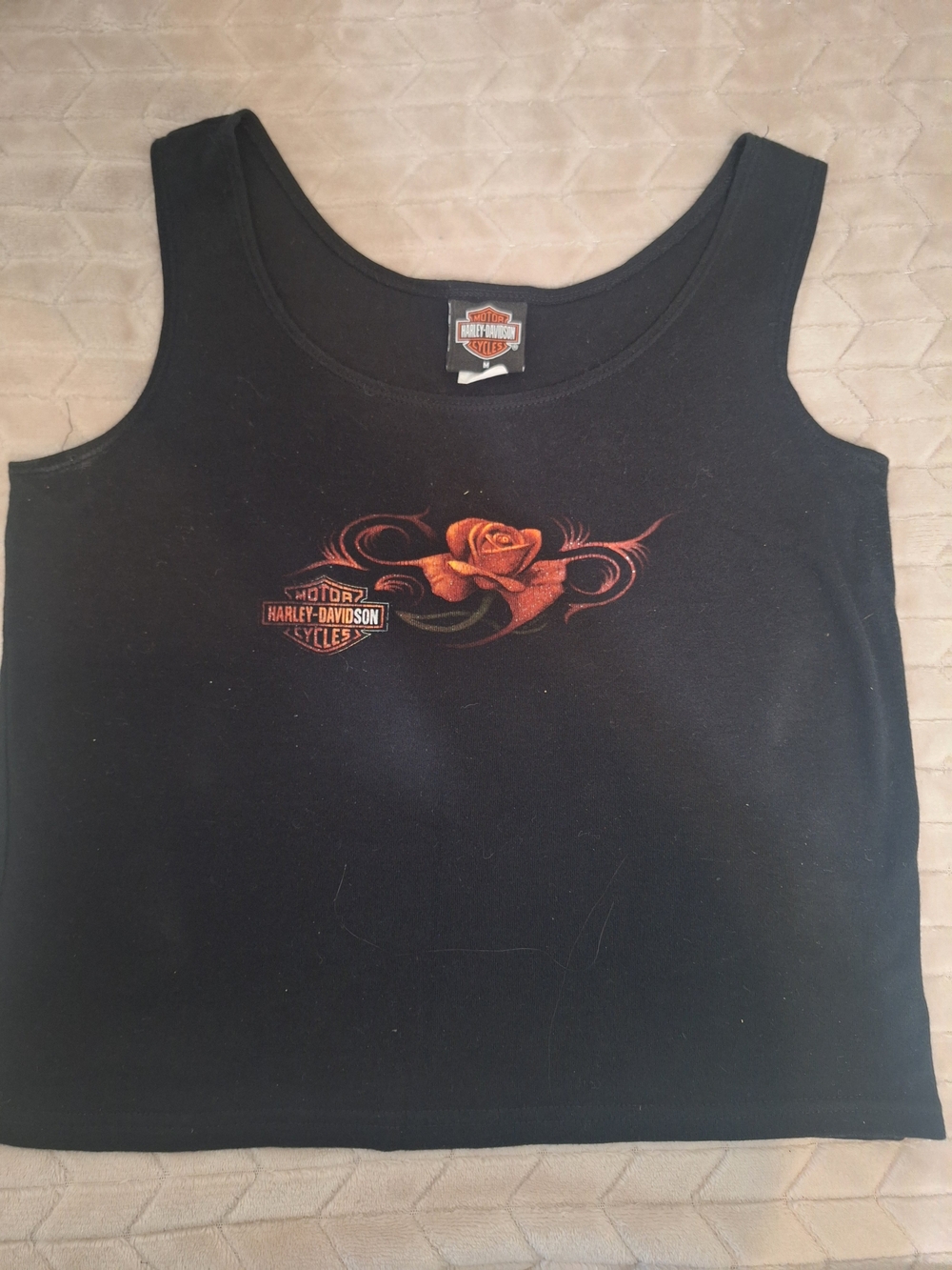 Harley-Davidson Black Tank with Orange Rose Logo